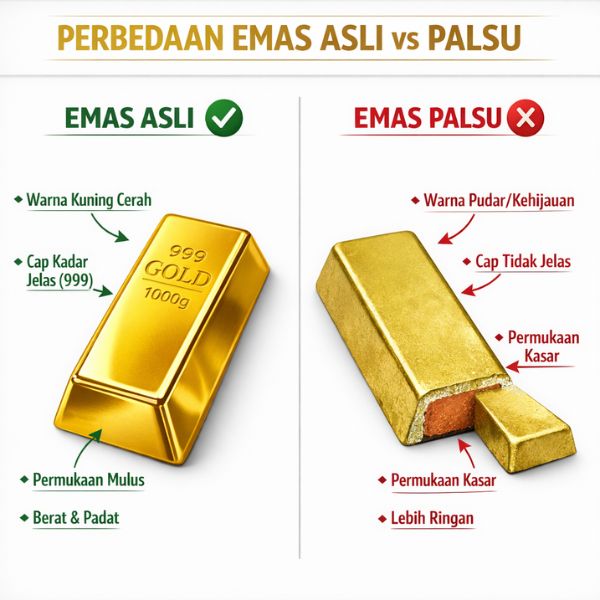 perbedaan emas asli dan palsu