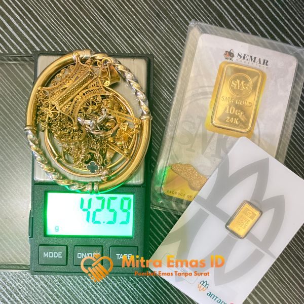 Jual beli emas Jogja berat 42,59 gram ditimbang secara transparan